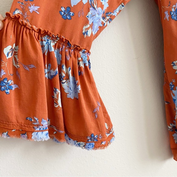 Free People Lorretta Printed oversized floral ruffles Tunic Size Medium - Picture 5 of 12